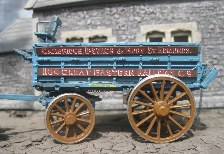 A G.E.R. Horse drawn wagon at Hadleigh Station yard. The model was painted by Dave Studley